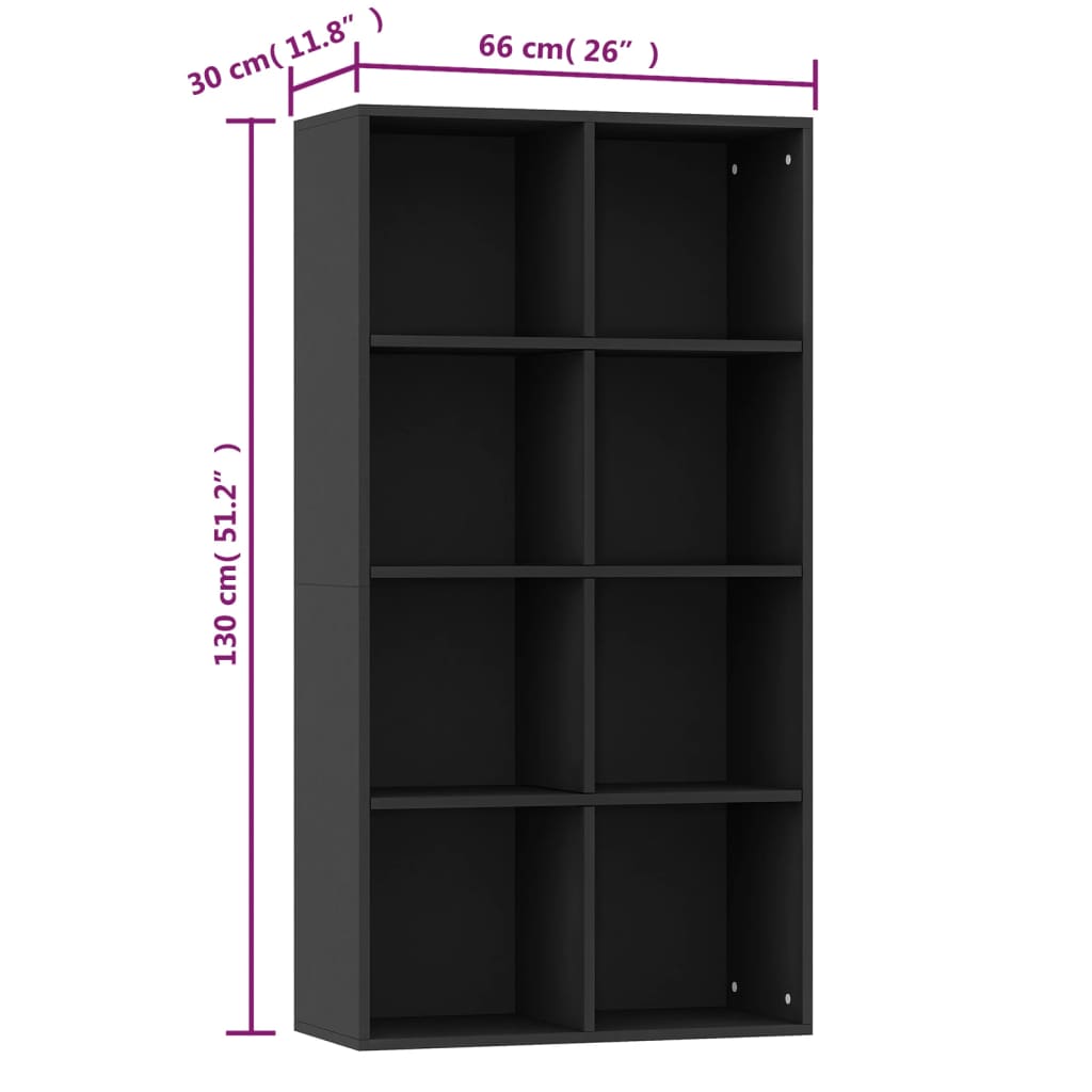 Book Cabinet/Sideboard Black 66x30x130 cm Engineered Wood - Newstart Furniture