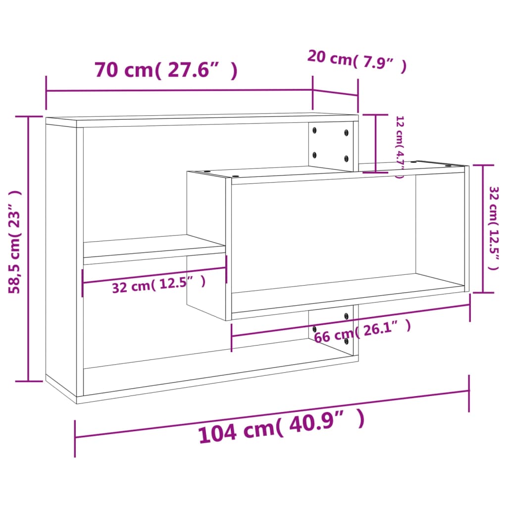 Wall Shelves Sonoma Oak 104x20x58.5 cm Engineered Wood - Newstart Furniture
