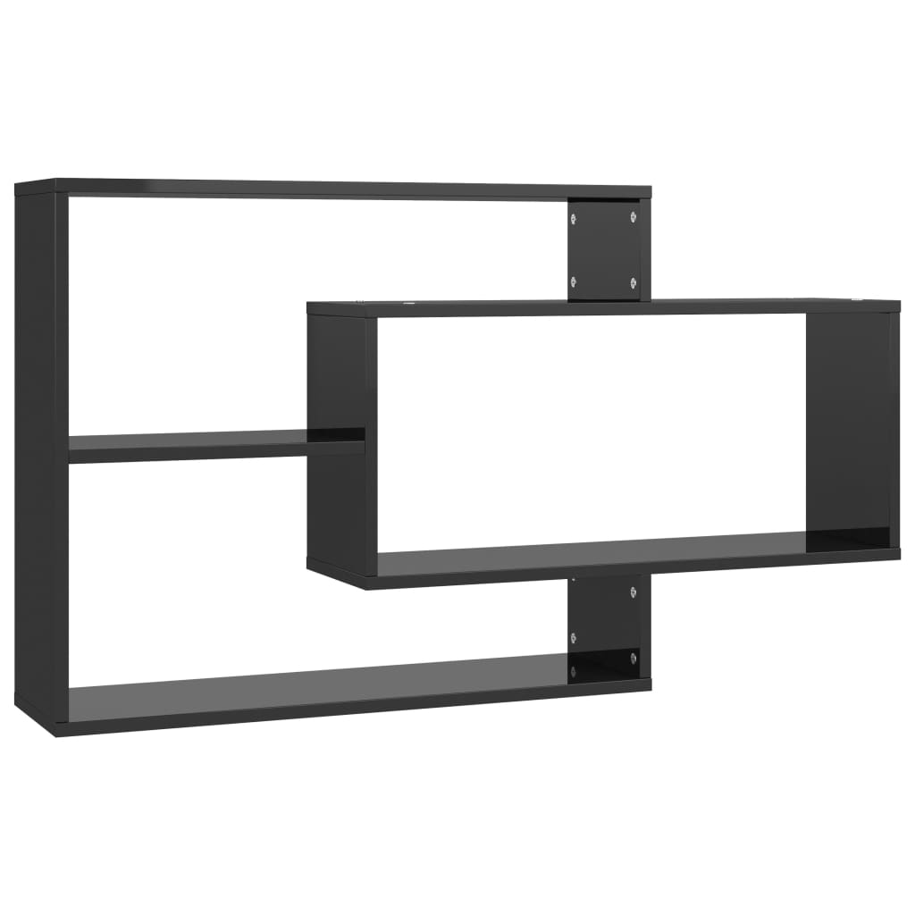 Wall Shelves High Gloss Black 104x20x58.5 cm Engineered Wood - Newstart Furniture