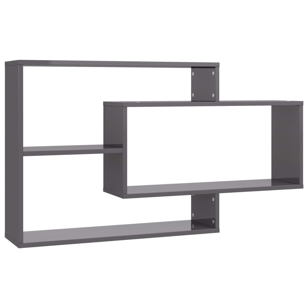 Wall Shelves High Gloss Grey 104x20x58.5 cm Engineered Wood - Newstart Furniture