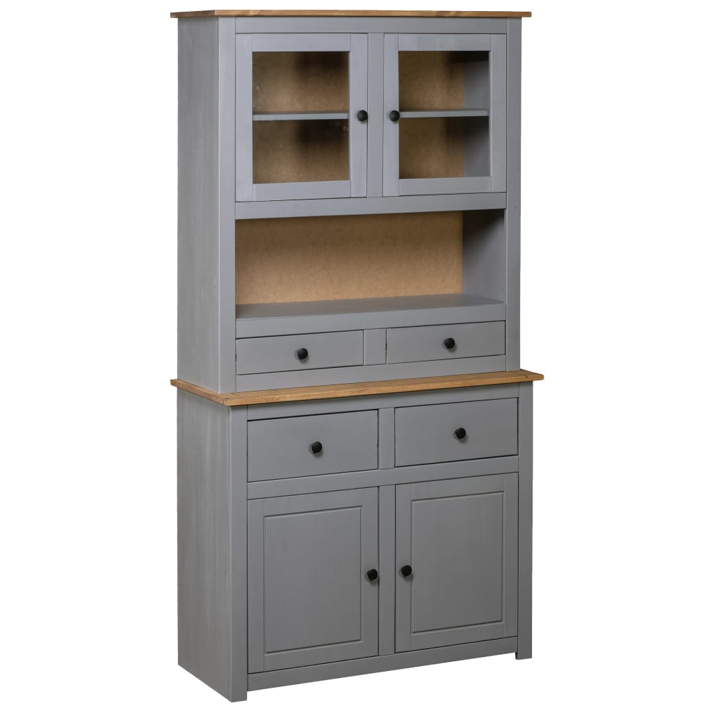 Highboard Grey 93x40.5x180 cm Solid Pine Panama Range - Newstart Furniture