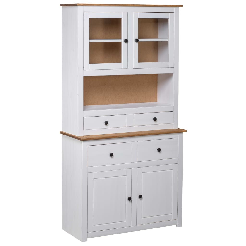 Highboard White 93x40.5x180 cm Solid Pinewood Panama Range - Newstart Furniture