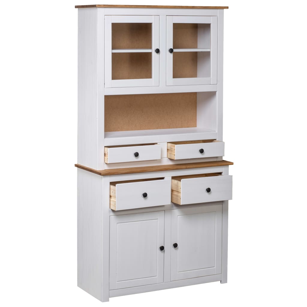Highboard White 93x40.5x180 cm Solid Pinewood Panama Range - Newstart Furniture