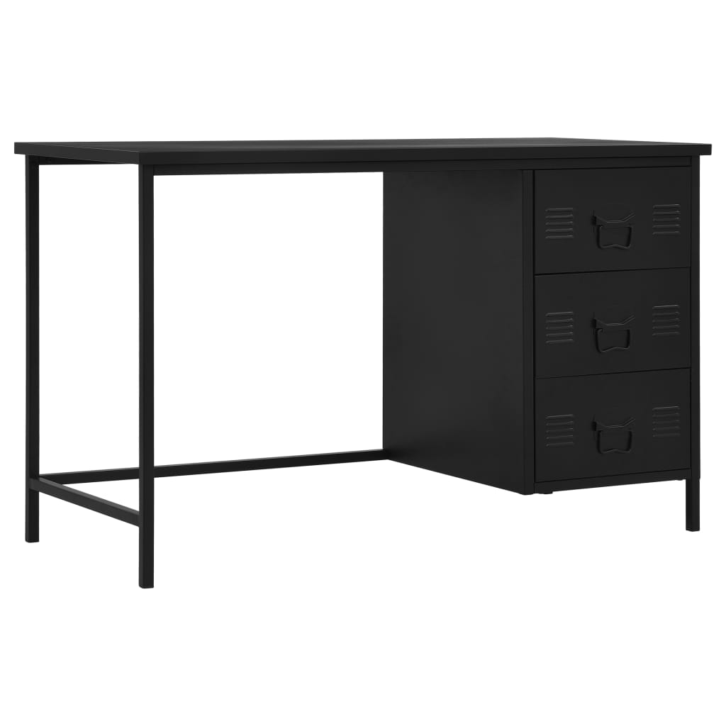 Desk with Drawers Industrial Black 120x55x75 cm Steel - Newstart Furniture