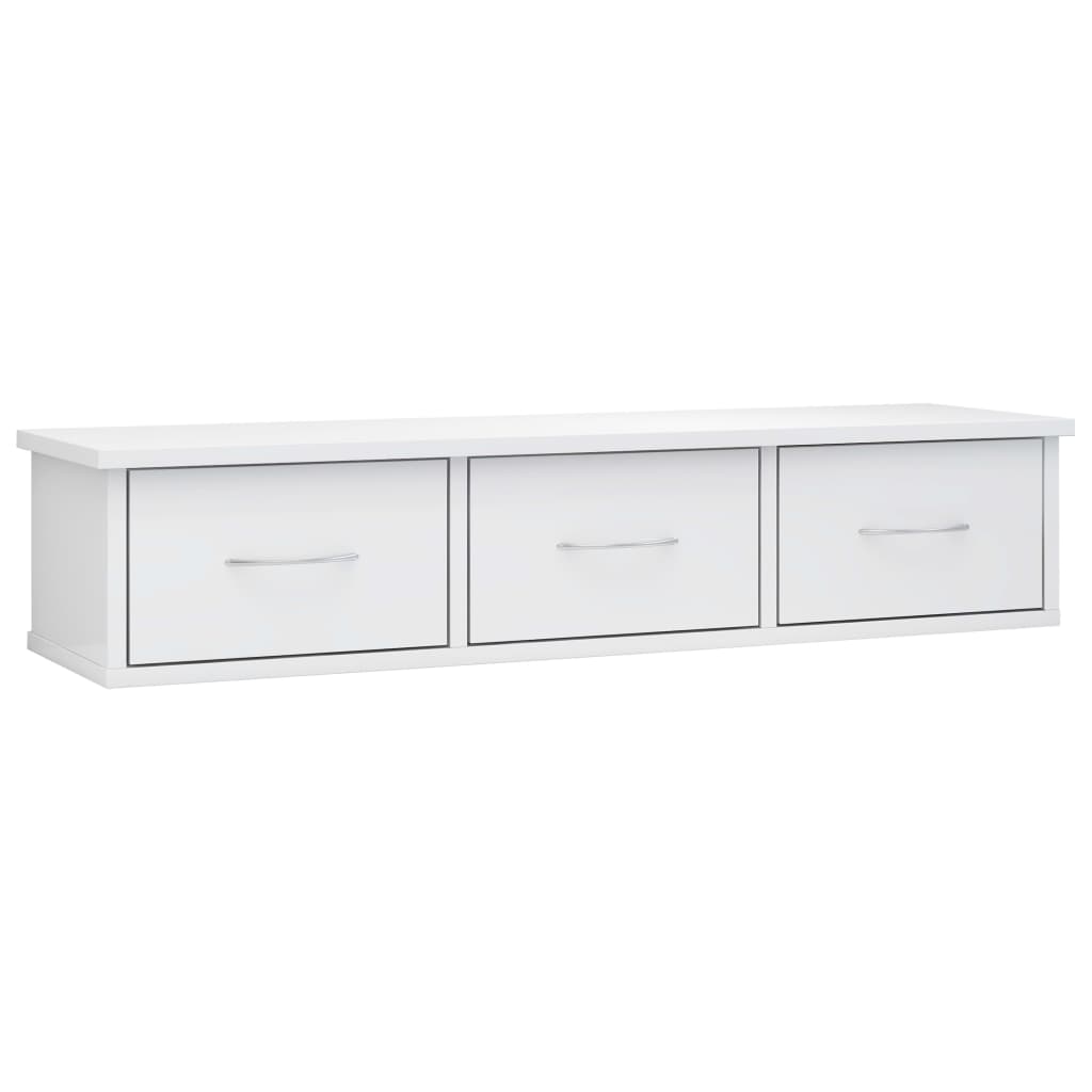 Wall-mounted Drawer Shelf High Gloss White 88x26x18.5 cm Engineered Wood - Newstart Furniture