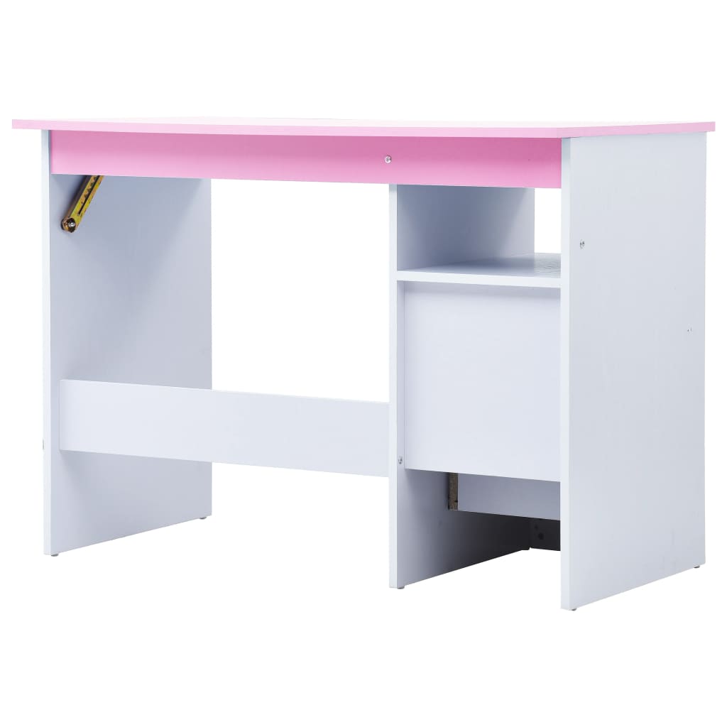Children Drawing Study Desk Tiltable Pink and White - Newstart Furniture