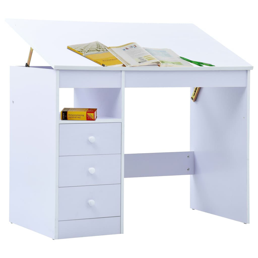Children Drawing Study Desk Tiltable White - Newstart Furniture