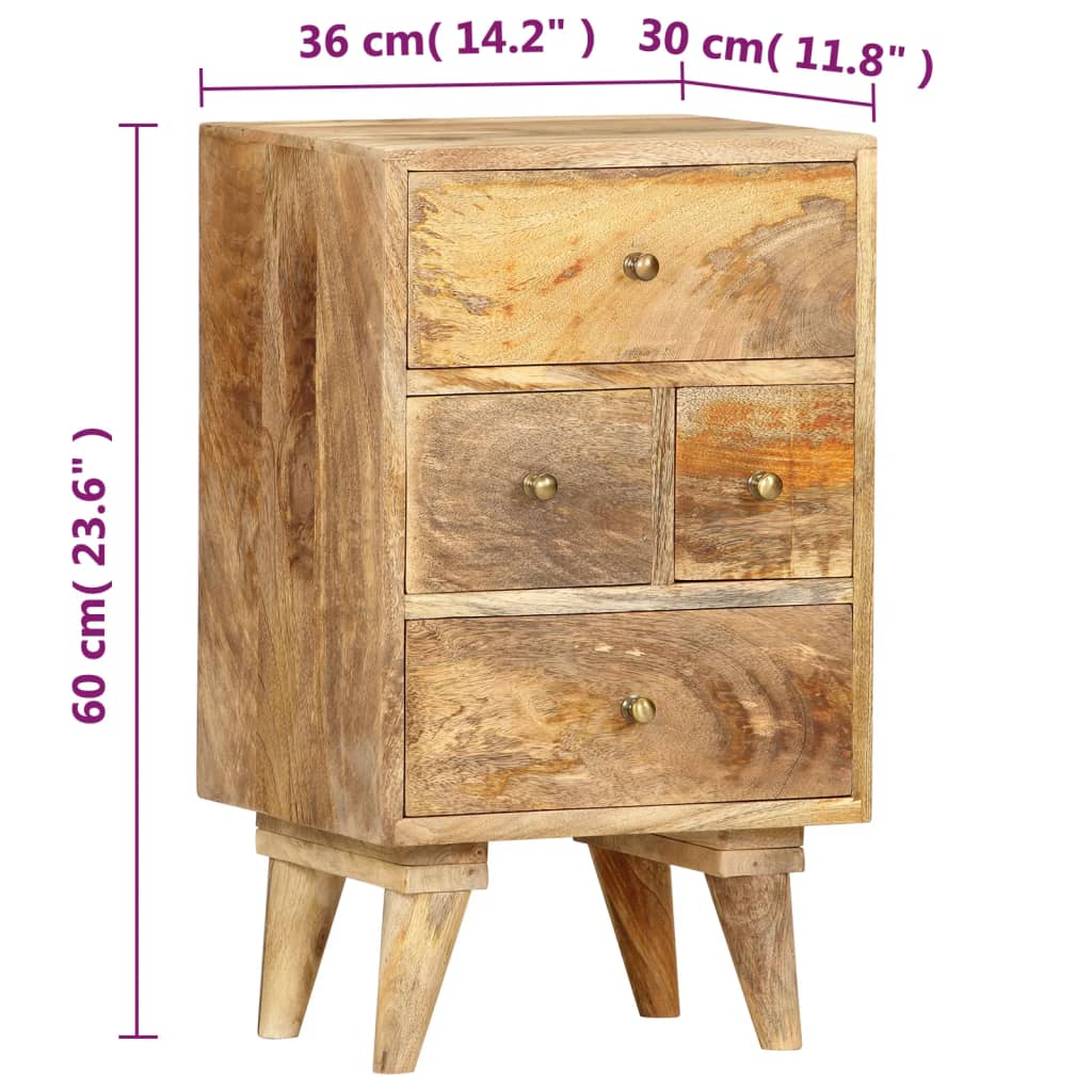Bedside Cabinet 36x30x60 cm Solid Mango Wood - Newstart Furniture