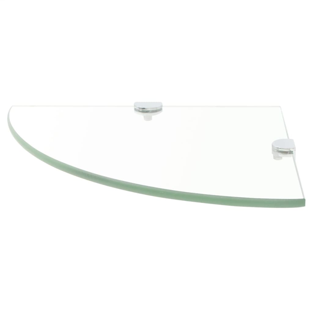 Corner Shelves 2 pcs with Chrome Supports Glass Clear 25x25 cm - Newstart Furniture