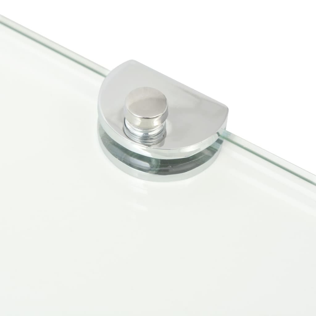 Corner Shelves 2 pcs with Chrome Supports Glass Clear 25x25 cm - Newstart Furniture