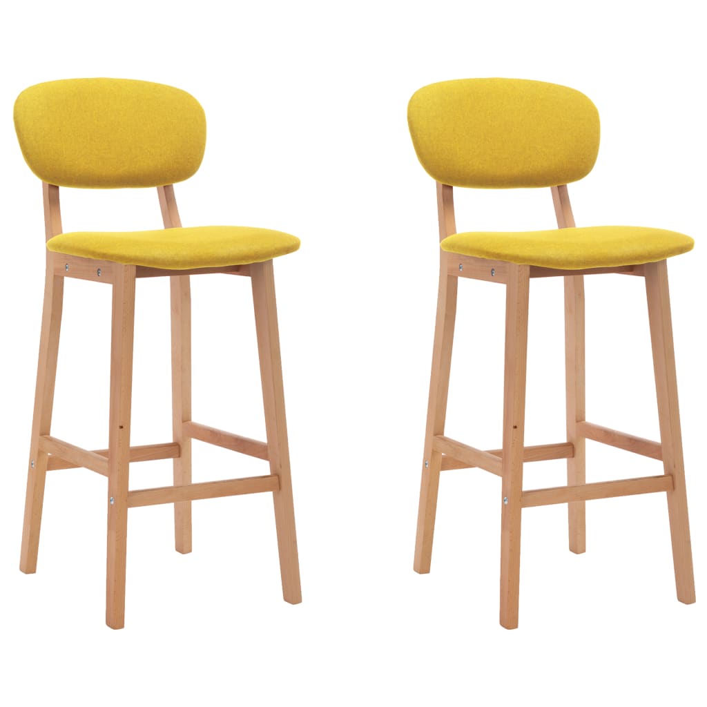 Bar Stools 2 pcs Mustard Yellow Fabric - Newstart Furniture