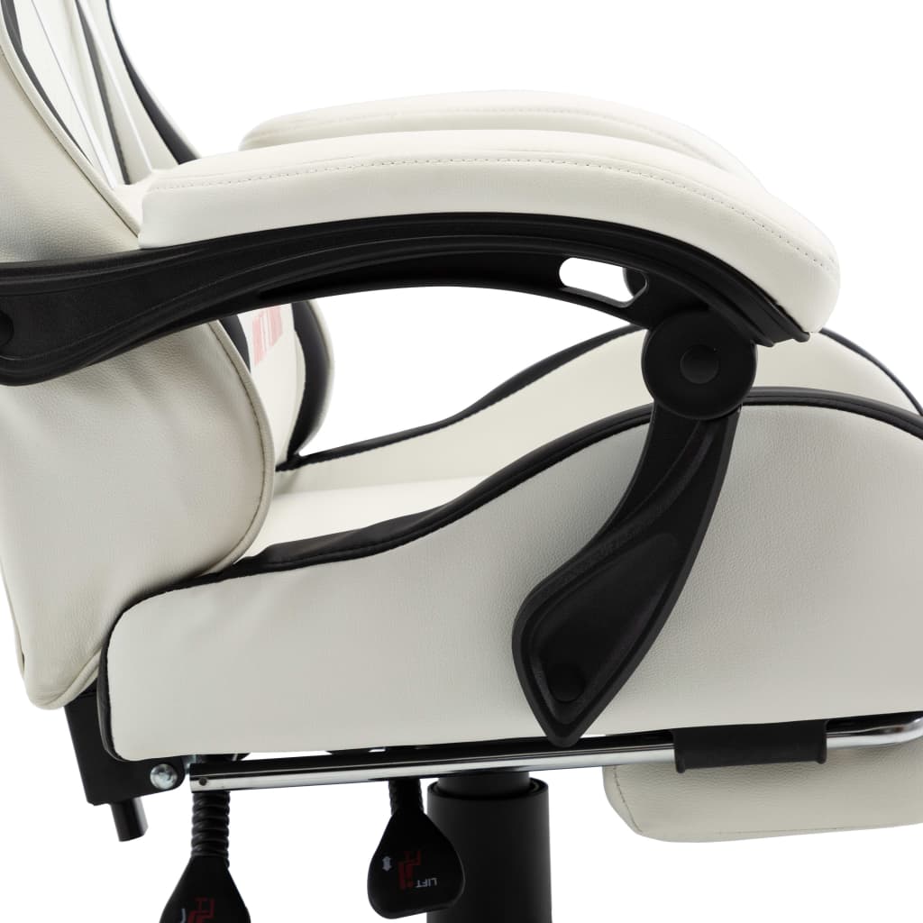 Racing Chair with Footrest Black and White Faux Leather - Newstart Furniture