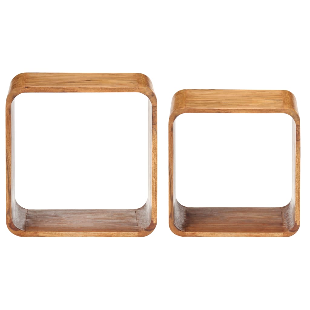 Side Tables 2 pcs Solid Acacia Wood Honey Finish - Newstart Furniture