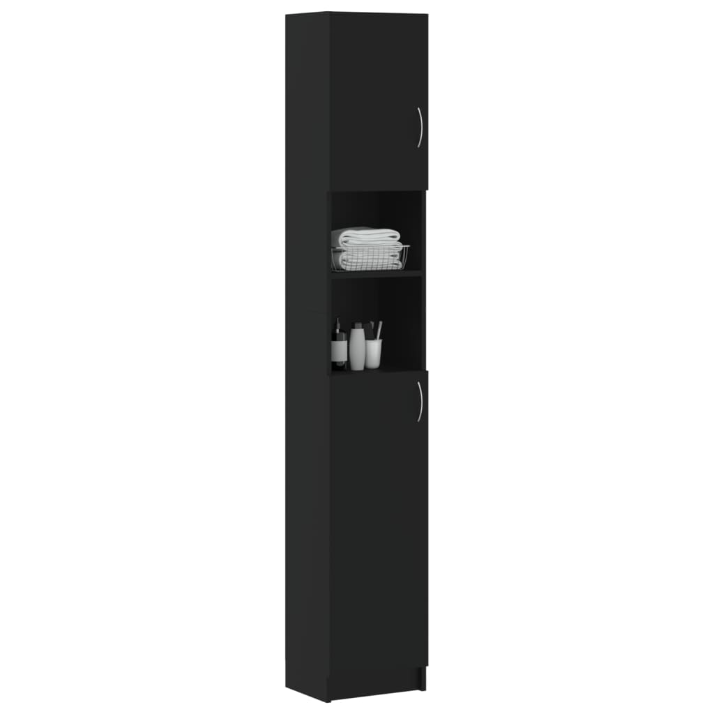 Bathroom Cabinet Black 32x25.5x190 cm Engineered Wood
