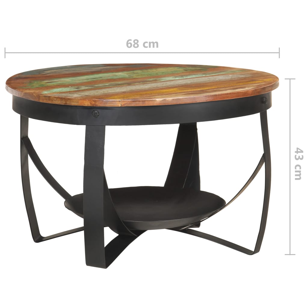 Coffee Table Ø68x43 cm Solid Reclaimed Wood - Newstart Furniture