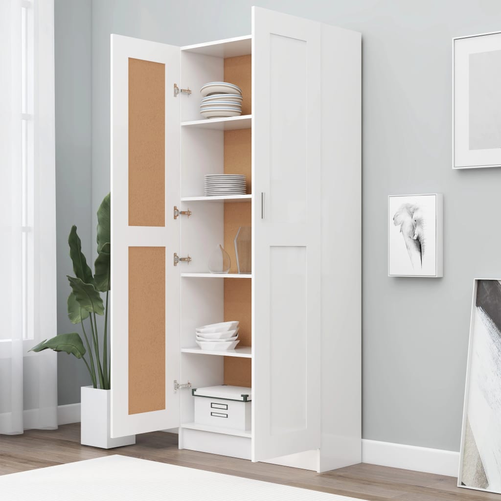 Book Cabinet White 82.5x30.5x185.5 cm Engineered Wood - Newstart Furniture