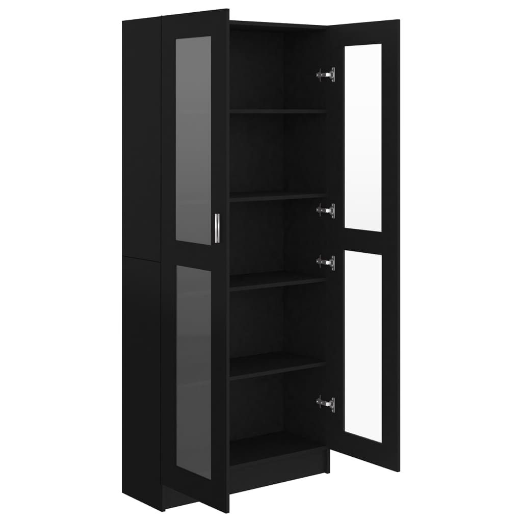 Vitrine Cabinet Black 82.5x30.5x185.5 cm Engineered Wood - Newstart Furniture