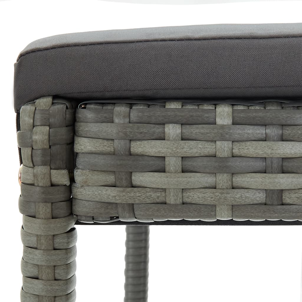 Garden Bar Stools with Cushions 2 pcs Grey Poly Rattan - Newstart Furniture