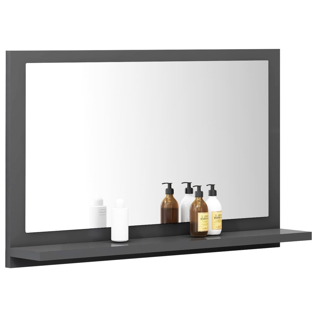 Bathroom Mirror Grey 60x10.5x37 cm Engineered Wood - Newstart Furniture
