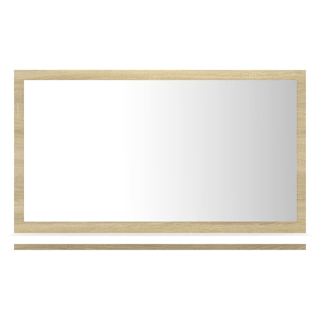 Bathroom Mirror White and Sonoma Oak 60x10.5x37 cm Engineered Wood - Newstart Furniture