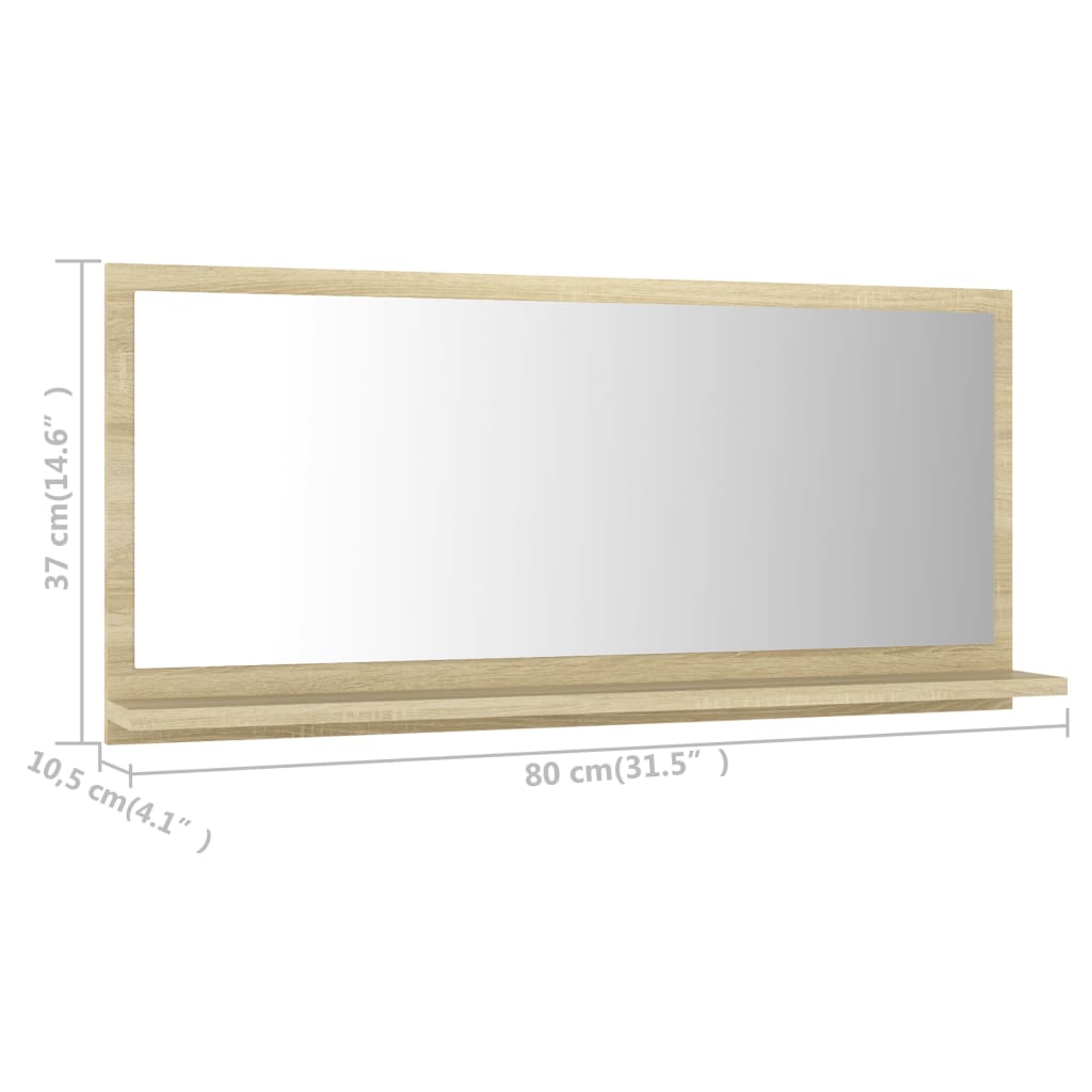Bathroom Mirror Sonoma Oak 80x10.5x37 cm Engineered Wood - Newstart Furniture