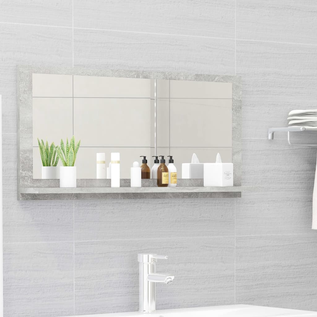 Bathroom Mirror Concrete Grey 80x10.5x37 cm Engineered Wood - Newstart Furniture