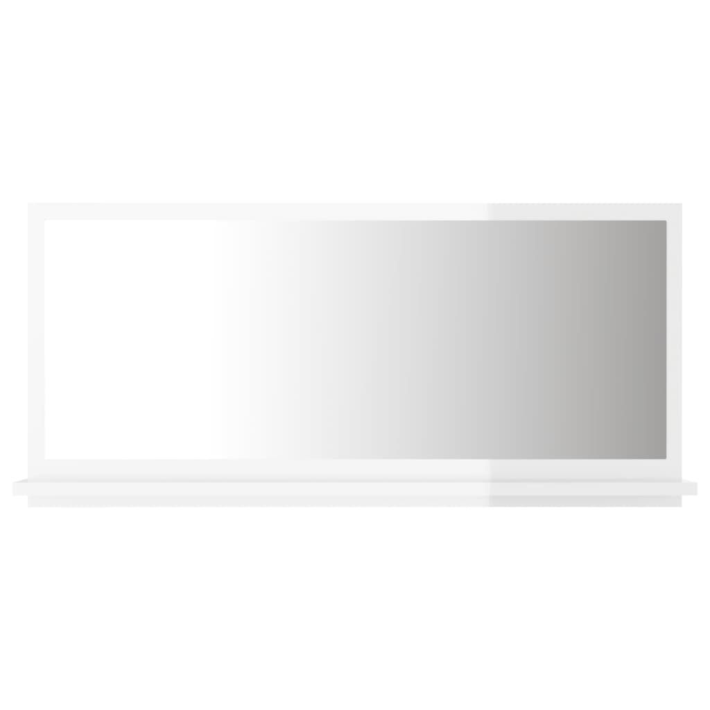 Bathroom Mirror High Gloss White 80x10.5x37 cm Engineered Wood - Newstart Furniture