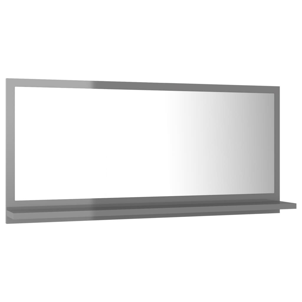 Bathroom Mirror High Gloss Grey 80x10.5x37 cm Engineered Wood - Newstart Furniture