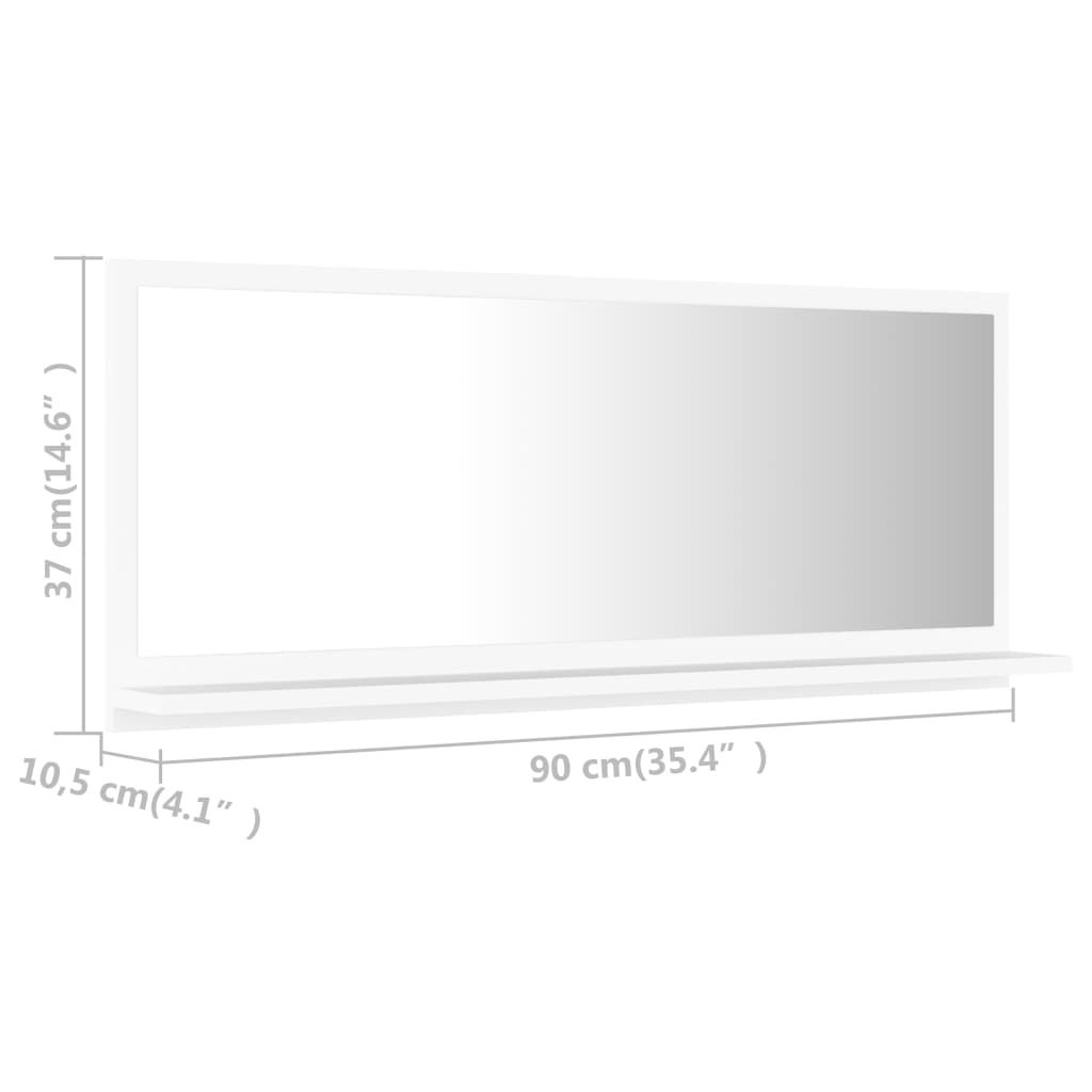 Bathroom Mirror White 90x10.5x37 cm Engineered Wood - Newstart Furniture