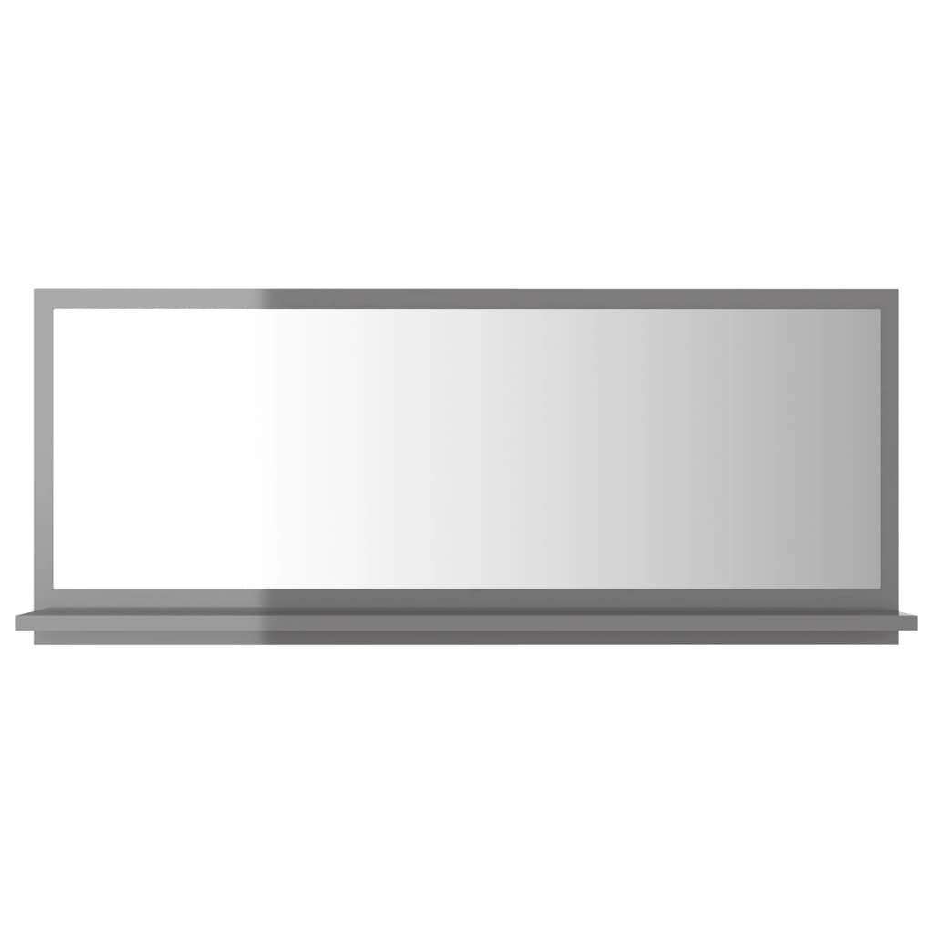 Bathroom Mirror High Gloss Grey 90x10.5x37 cm Engineered Wood - Newstart Furniture