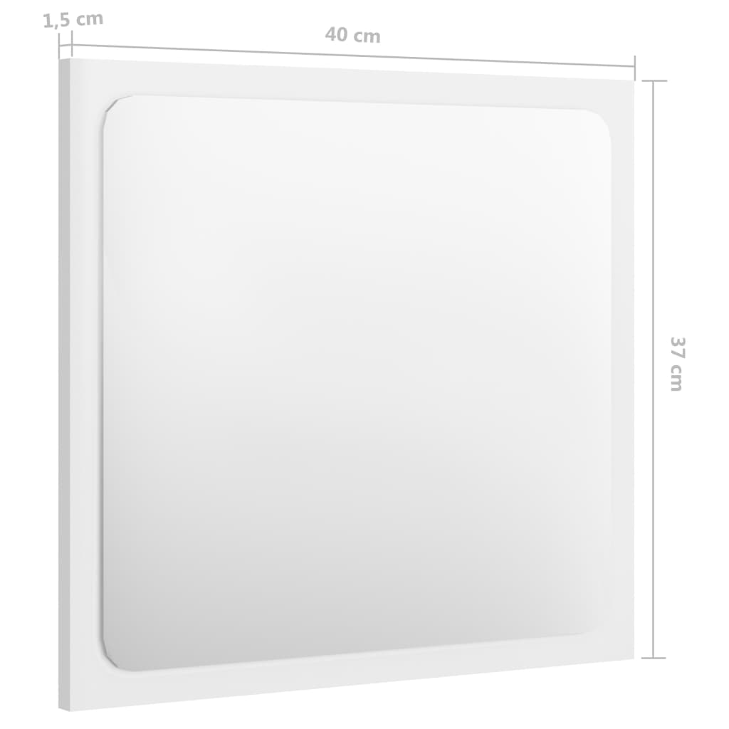 Bathroom Mirror High Gloss White 40x1.5x37 cm Engineered Wood - Newstart Furniture