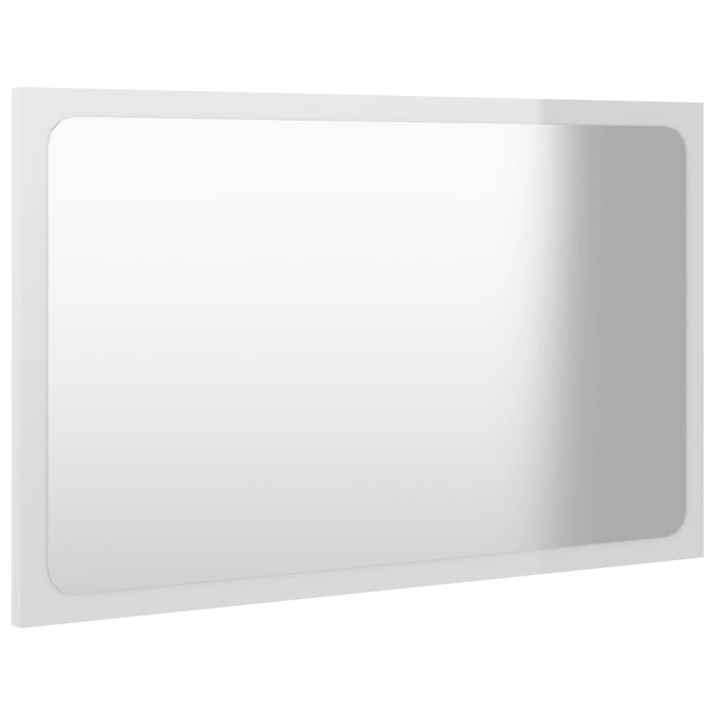 Bathroom Mirror High Gloss White 60x1.5x37 cm Engineered Wood - Newstart Furniture