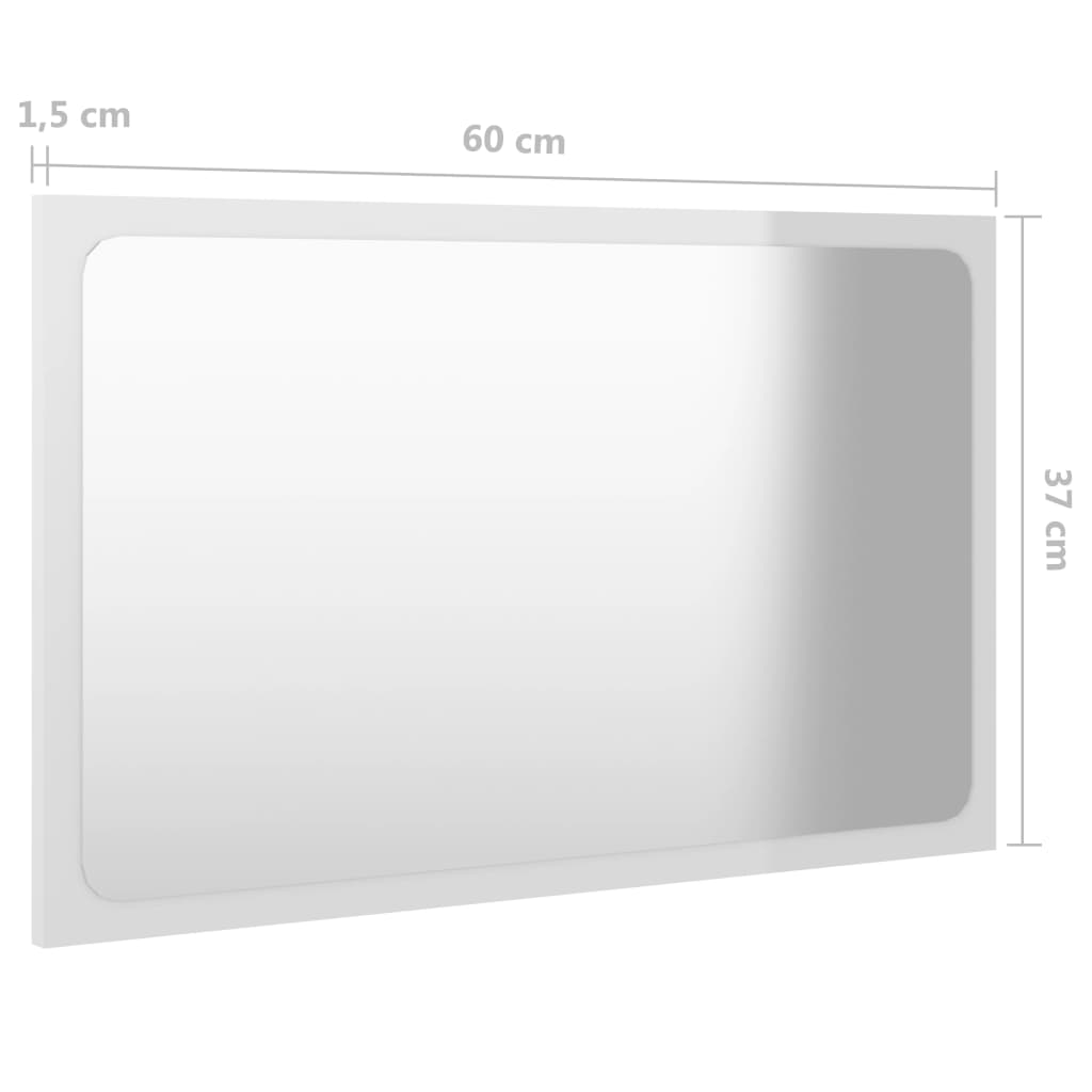 Bathroom Mirror High Gloss White 60x1.5x37 cm Engineered Wood - Newstart Furniture