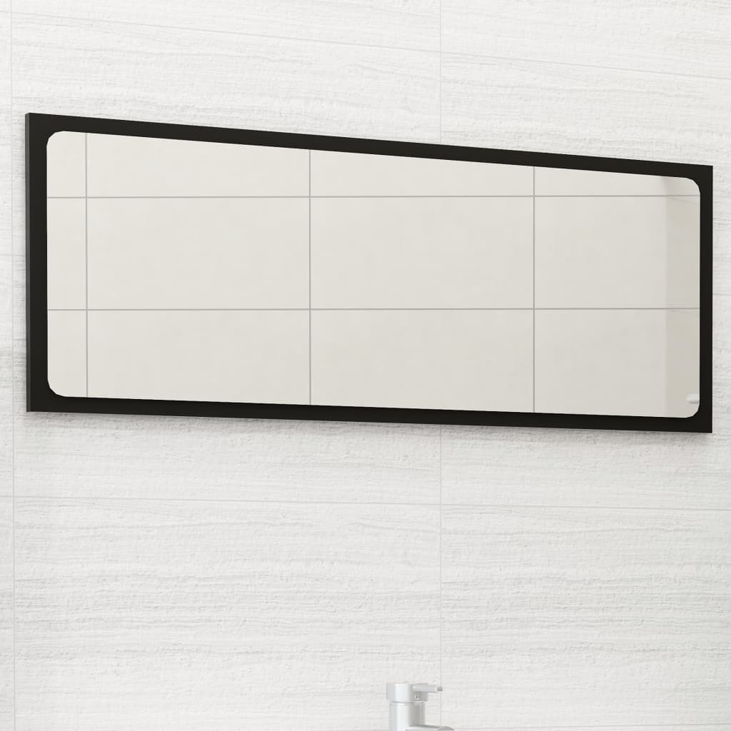 Bathroom Mirror Black 90x1.5x37 cm Engineered Wood - Newstart Furniture