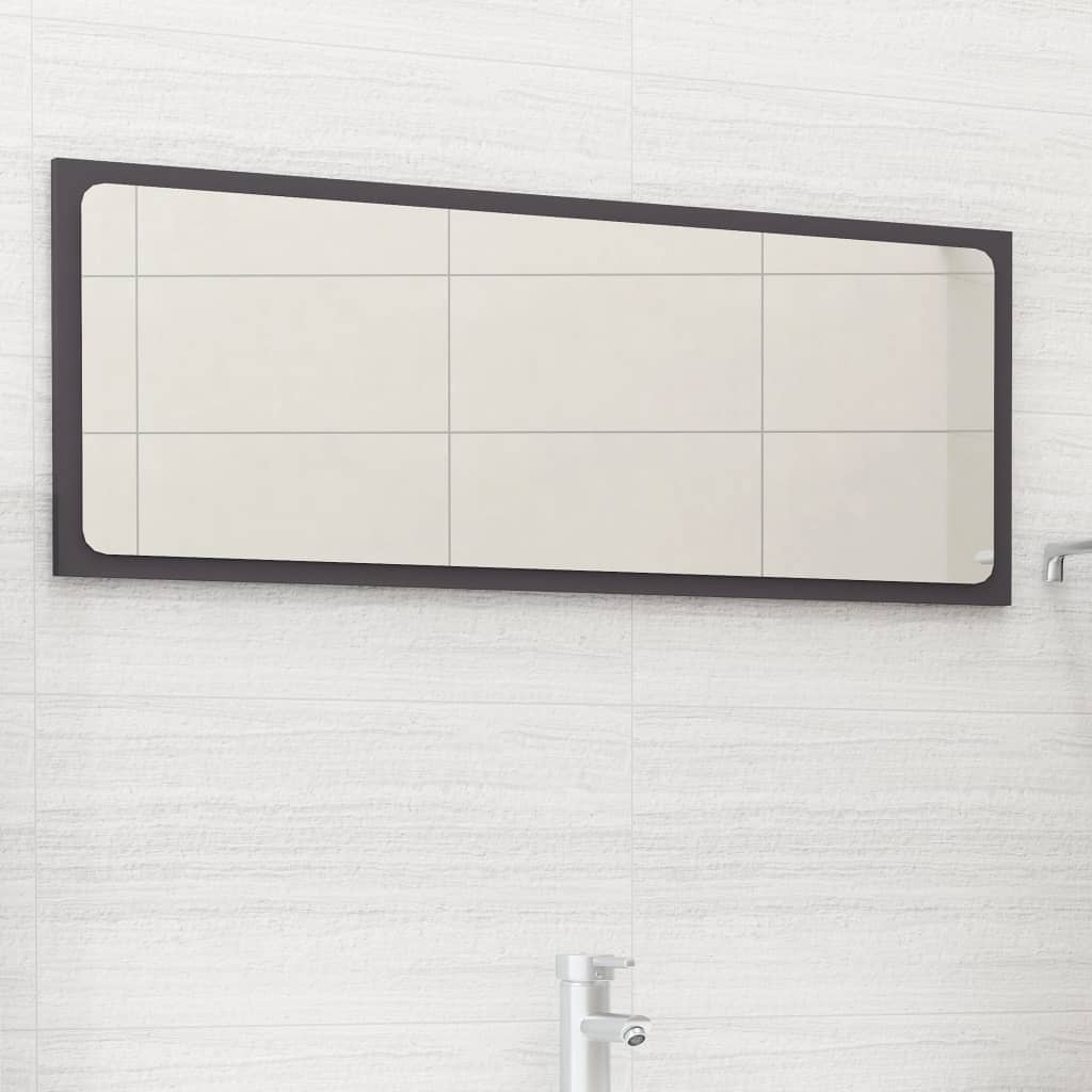 Bathroom Mirror Grey 90x1.5x37 cm Engineered Wood - Newstart Furniture