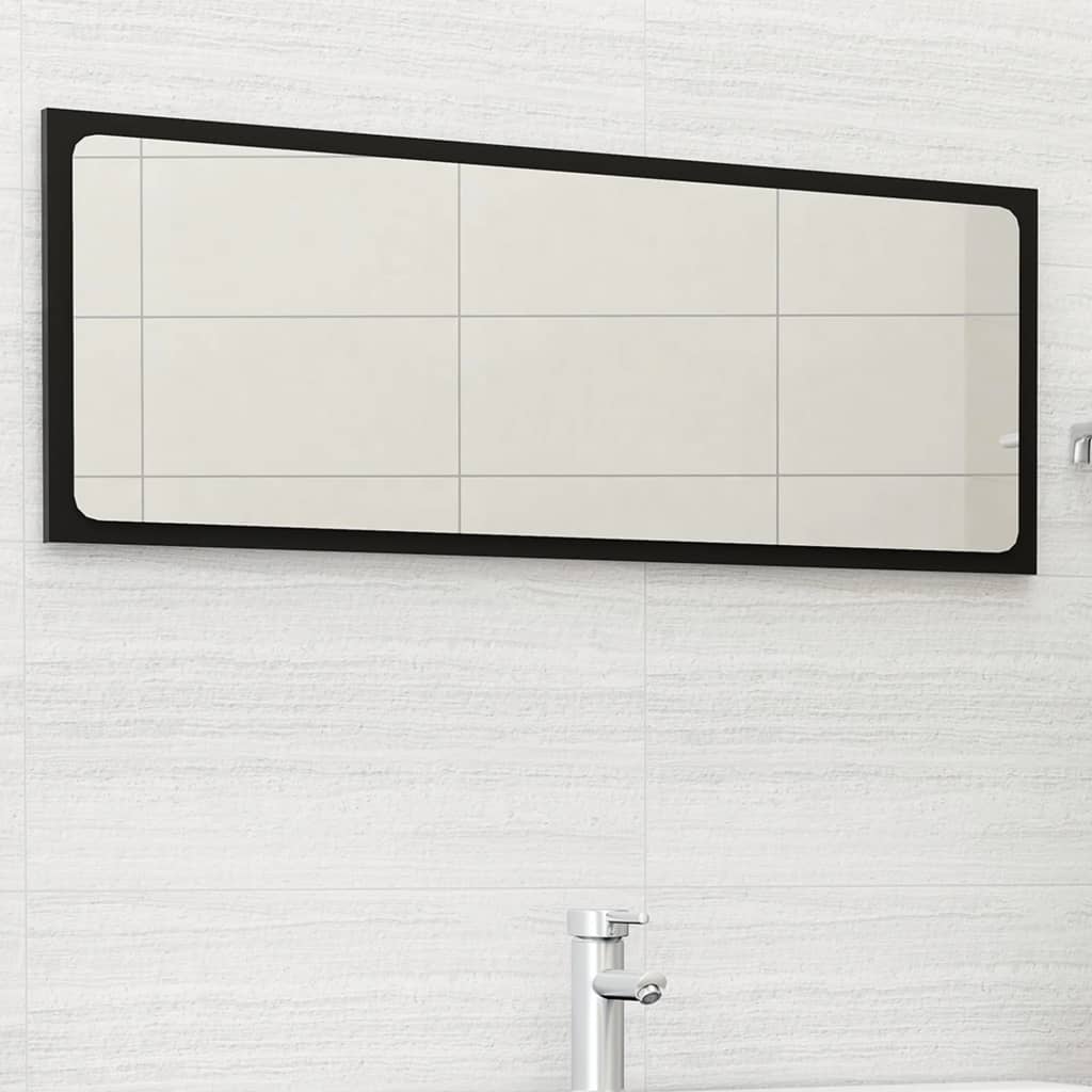 Bathroom Mirror Black 100x1.5x37 cm Engineered Wood - Newstart Furniture