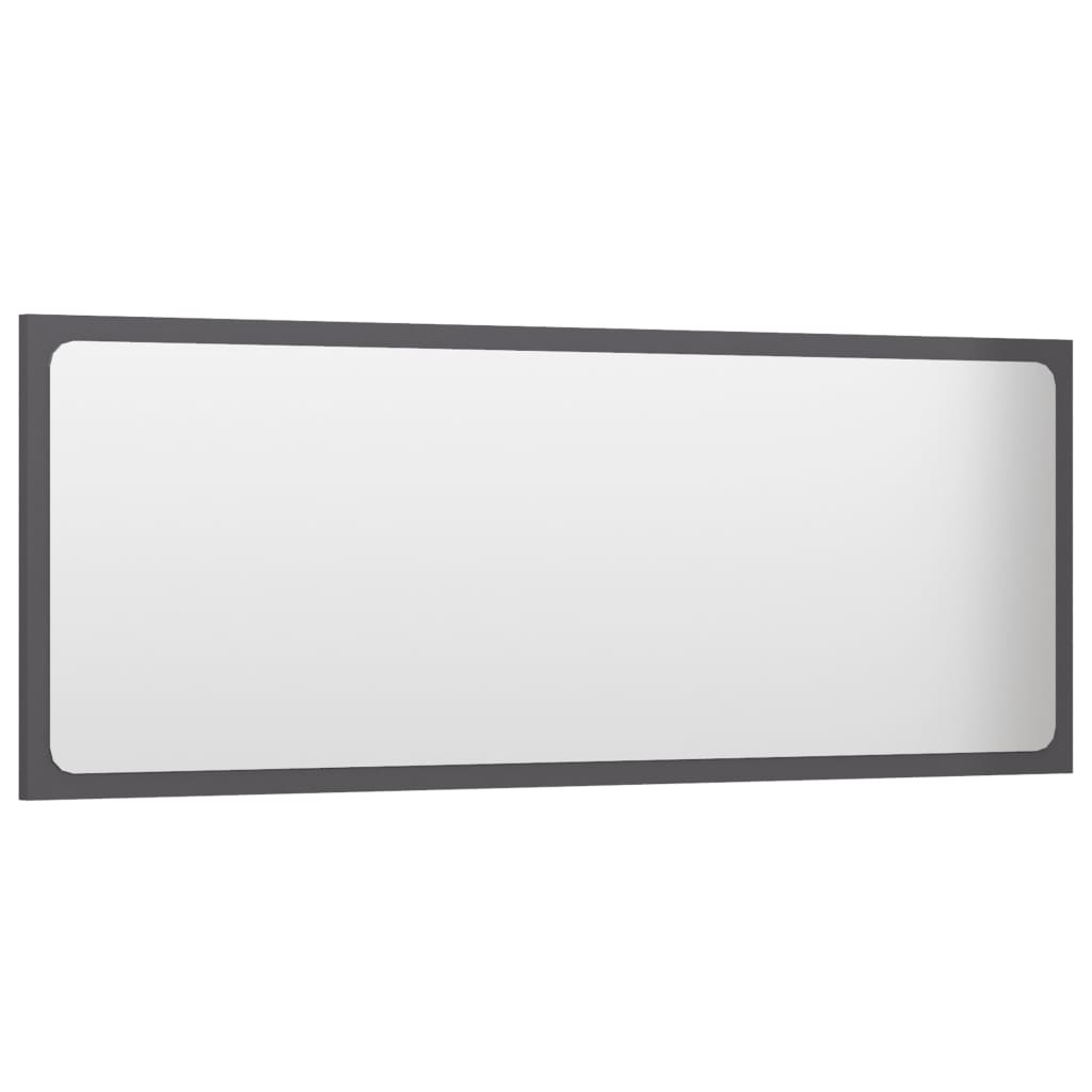 Bathroom Mirror High Gloss Grey 100x1.5x37 cm Engineered Wood - Newstart Furniture