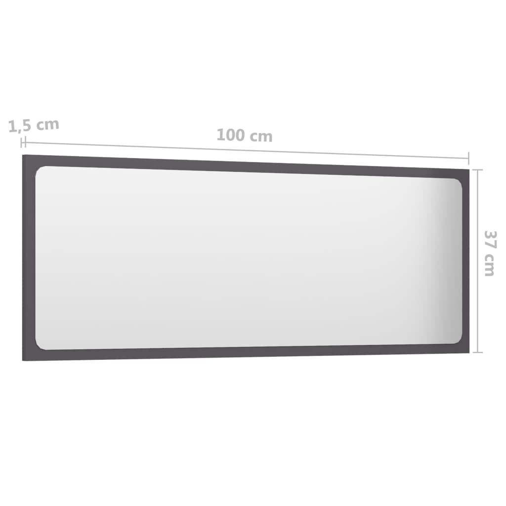 Bathroom Mirror High Gloss Grey 100x1.5x37 cm Engineered Wood - Newstart Furniture
