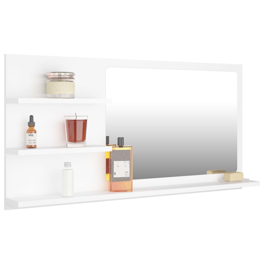 Bathroom Mirror White 90x10.5x45 cm Engineered Wood - Newstart Furniture