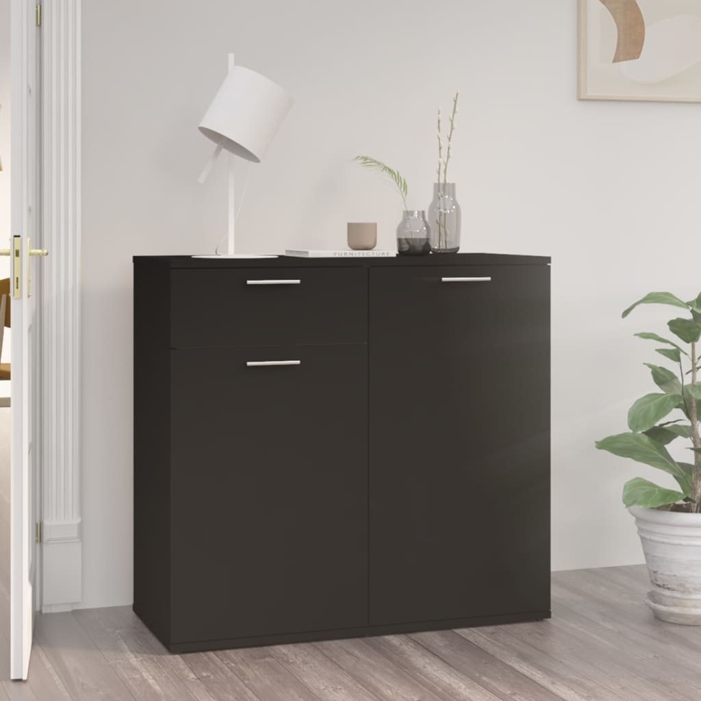 Sideboard Black 80x36x75 cm Engineered Wood - Newstart Furniture