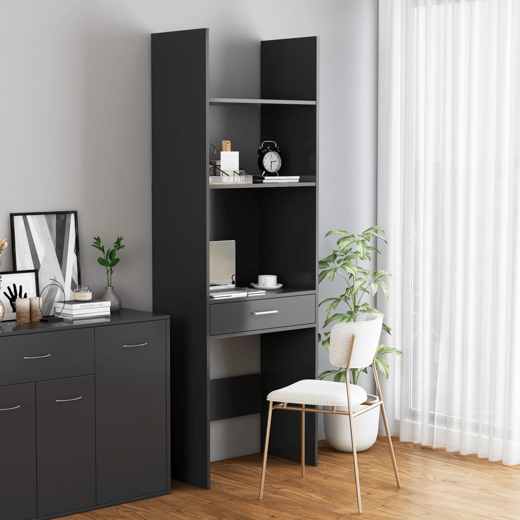 Book Cabinet Grey 60x35x180 cm Engineered Wood - Newstart Furniture