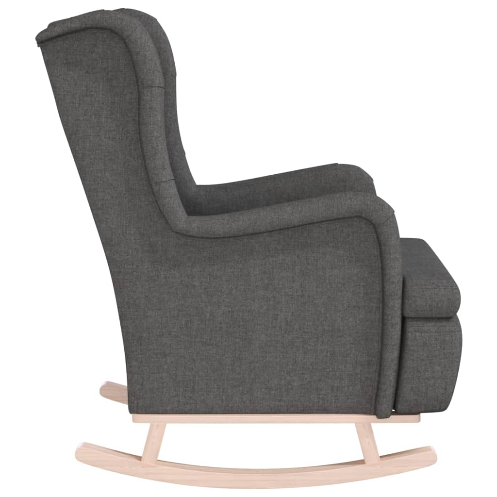 Armchair with Solid Rubber Wood Rocking Legs Dark Grey Fabric - Newstart Furniture