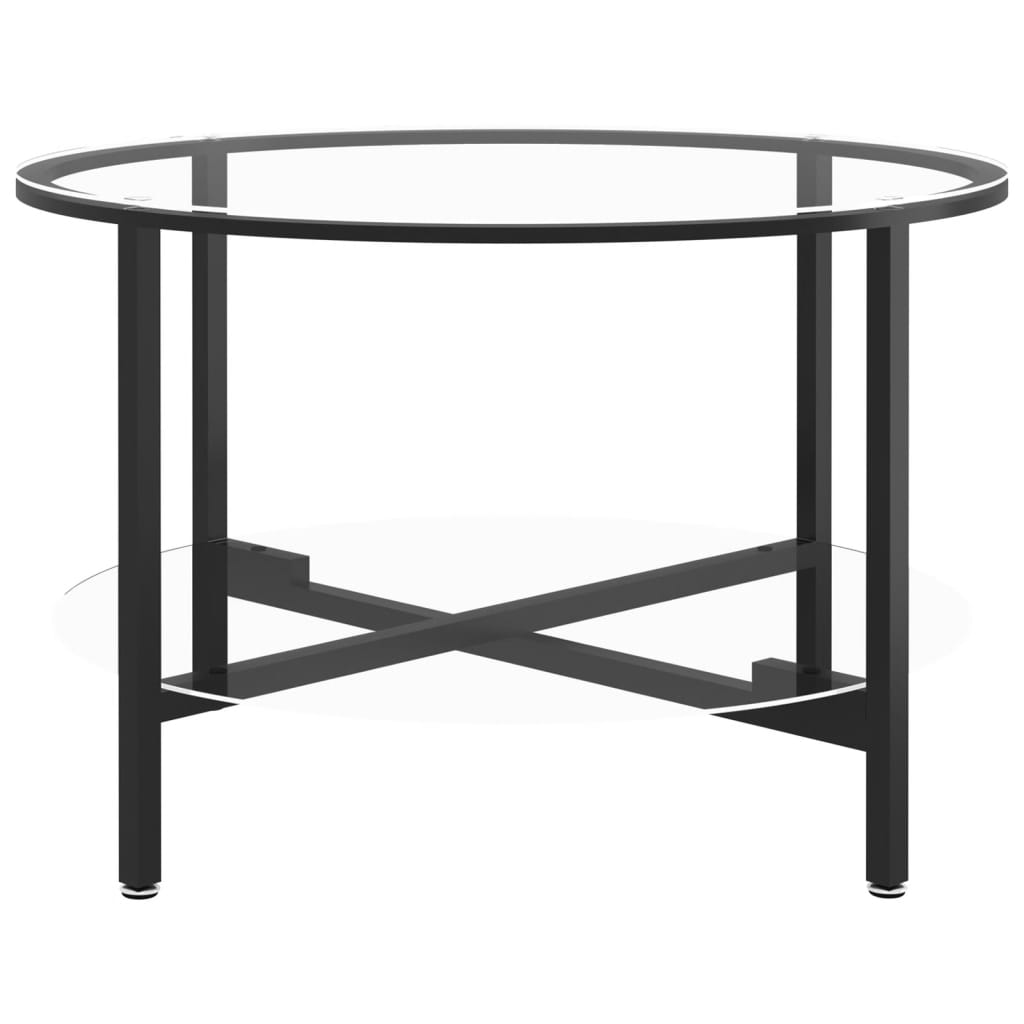 Tea Table Black and Transparent 70 cm Tempered Glass - Newstart Furniture
