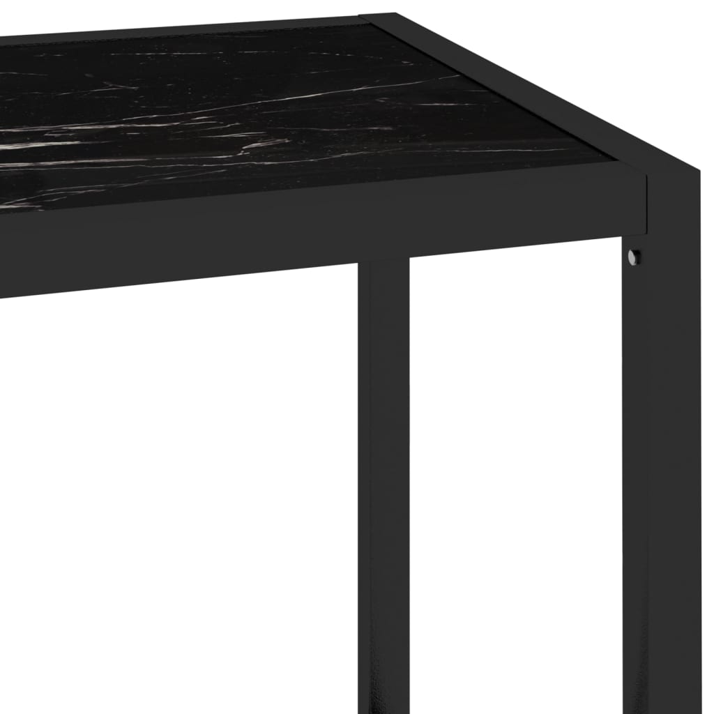 Console Table Transparent and Black Marble 100x36x90 cm Tempered Glass - Newstart Furniture