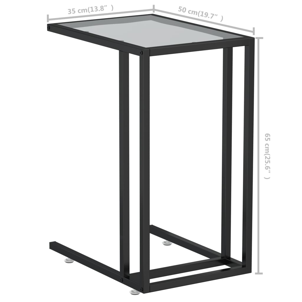 Computer Side Table Black 50x35x65 cm Tempered Glass - Newstart Furniture