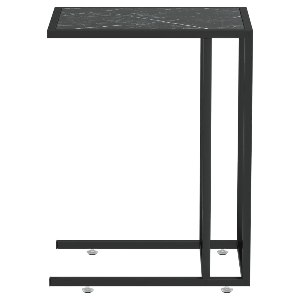Computer Side Table Black Marble 50x35x65 cm Tempered Glass - Newstart Furniture