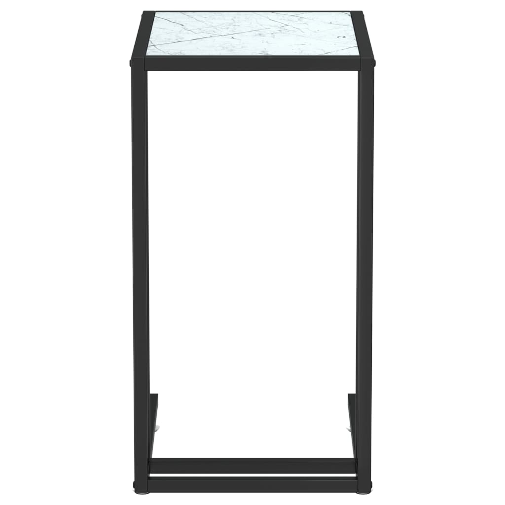 Computer Side Table White Marble 50x35x65 cm Tempered Glass - Newstart Furniture