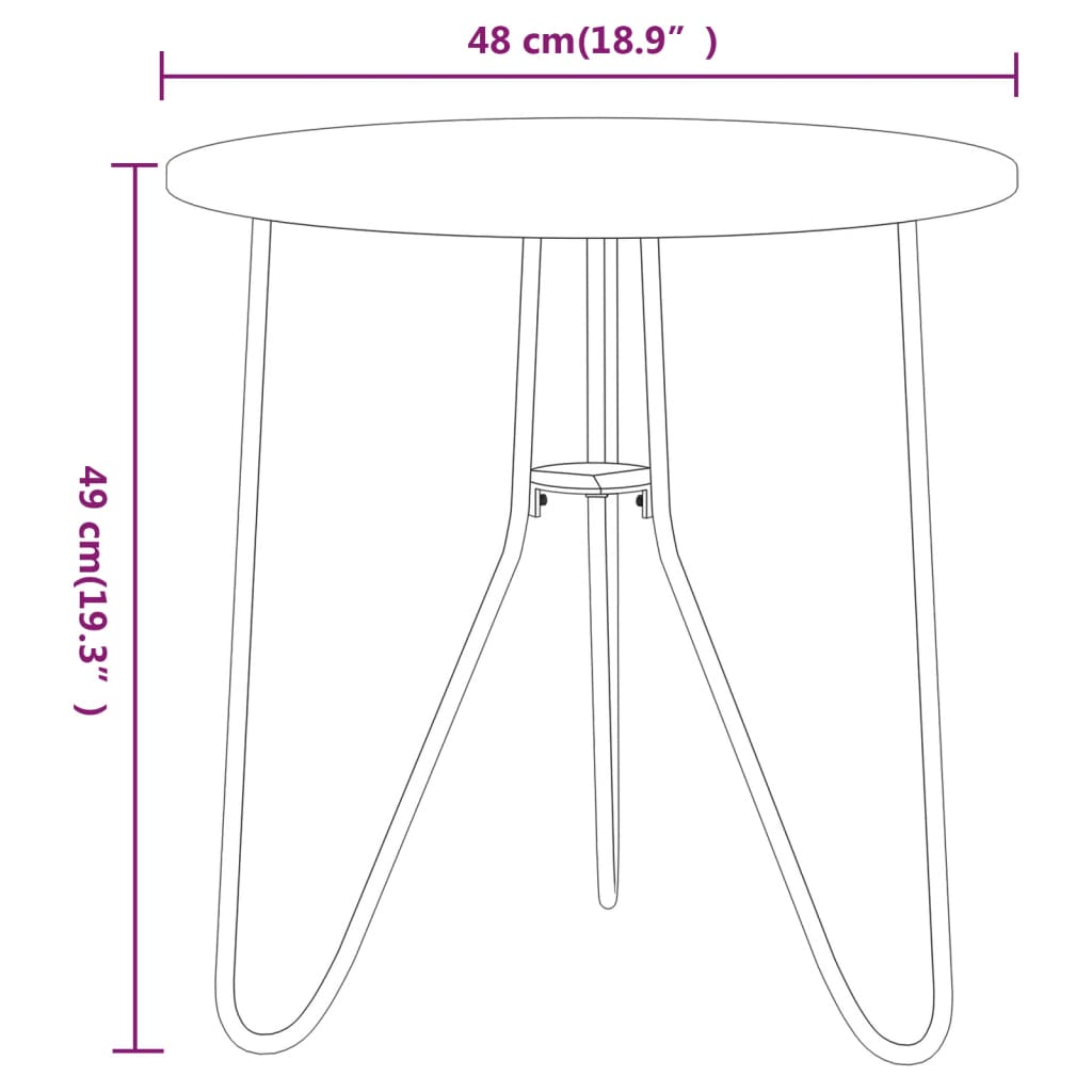 Tea Table Black 48 cm MDF and Iron - Newstart Furniture