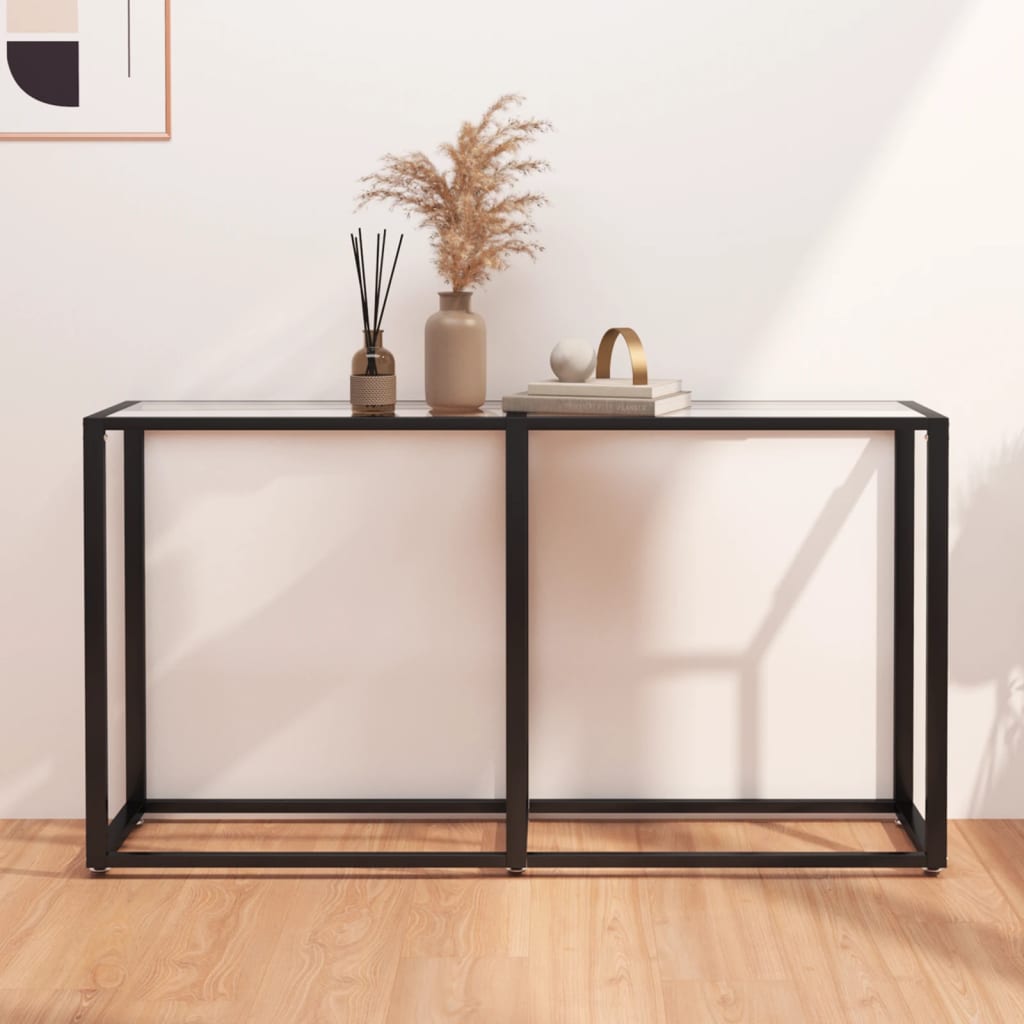 Console Table Transparent 140x35x75.5cm Tempered Glass - Newstart Furniture