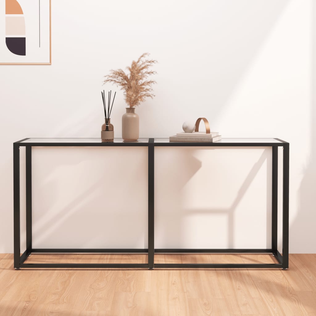 Console Table Transparent 160x35x75.5cm Tempered Glass - Newstart Furniture